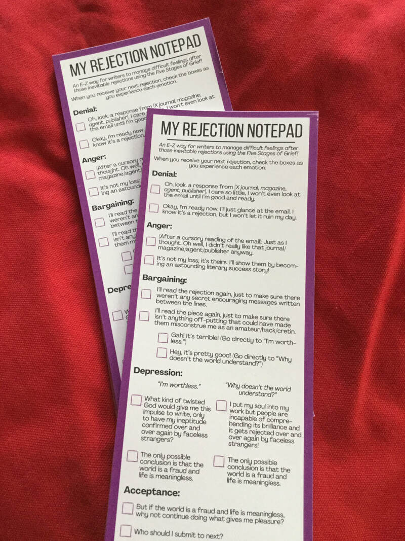 Five Stages of Rejection Notepad
